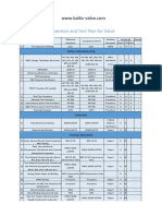 Inspection and Test Plan For Valve: Before Manufacturing