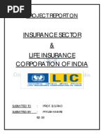 Insurance Sector & Life Insurance Corporation of India: Project Report On