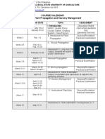 Course Calendar HORT 2 - Plant Propagation and Nursery Management