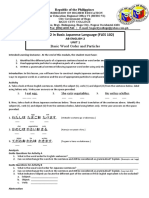 Module 2 in Basic Japanese Language (FLES 102) : Basic Word Order and Particles