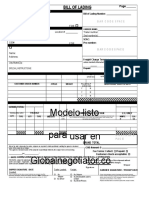 Modelo de Documento de Transporte Bill of Lading