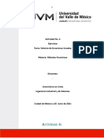 Actividad No. 4 Ejercicios Tema: Sistema de Ecuaciones Lineales