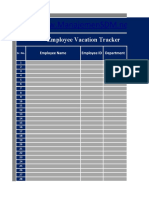 Employee Vacation Tracker: Employee Name Employee ID Department