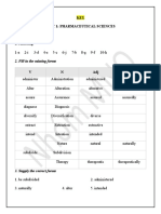 Matching: KEY Unit 1: Pharmaceutical Sciences I. Vocabulary