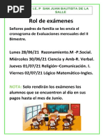 Rol de Exámenes Primaria