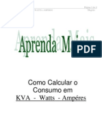 Como Calcular o Consumo em KVA, WATTS e AMPERES