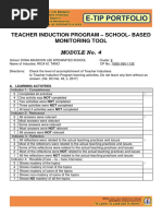 Teacher Induction Program - School-Based Monitoring Tool: Module No. 4