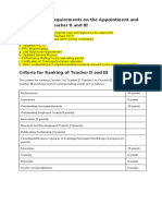 Documentary Requirements On The Appointment and Promotion of Teacher II and III