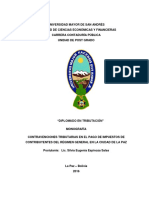 Dip-Trib-014 Contravenciones Tributarias en El Pago de Impuestos de Contribuyentes Del Régimen General en La Ciudad de La Paz