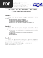 Segunda Lista de Exerccios - Autmatos Finitos No-Determinsticos