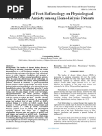 Effectiveness of Foot Reflexology On Physiological Variables and Anxiety Among Hemodialysis Patients