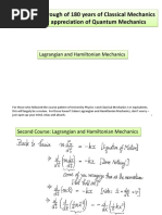 A Quick Run Through of 180 Years of Classical Mechanics - For Better Appreciation of Quantum Mechanics