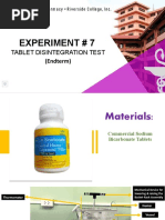 Endterm Post-Lab Discussion Experiment # 7 Tablet Disintegration Testing