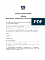 GUÍA DE EJERCICIOS Molalidad y Fraccion Molar II MEDIO