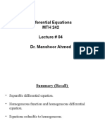 Differential Equations MTH 242 Lecture # 04 Dr. Manshoor Ahmed