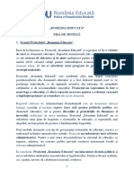 Noul Proiect România Educată, Forma Sintetică Pusa La Dispoziția Edupedu - Ro de Către Administrația Prezidențială