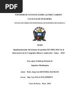 Implementación Del Sistema de Gestión ISO 90012015 en El Laboratorio de La Compañía Minera Azulcocha - Lima - 2019