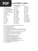 Đáp án OLYMPIC 11 (2021) : Phần trắc nghiệm (0.5 pt each)