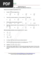 CBSE Worksheet-41 CLASS - VII Mathematics (Rational Numbers) Choose Correct Option in Questions 1 To 4