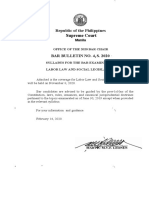 2020 Bar Exam Syllabus in Labor Law and Social Legislation