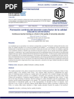 Formación Continúa Del Docente Como Factor de La Calidad Educativa Universitaria