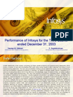 Performance of Infosys For The Third Quarter Ended December 31, 2003