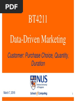 BT4211 Data-Driven Marketing: Customer: Purchase Choice, Quantity, Duration