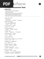 Face2face Written Placement Test Questions