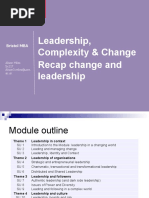 Leadership, Complexity & Change Recap Change and Leadership: Bristol MBA