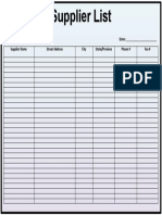 Supplier List Template