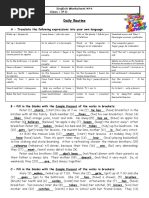 Daily Routine: English Worksheet N 4 Name: Class: 4º D