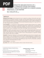 The Nonoperative Rehabilitation of A Traumatic Complete Ulnar Collateral Ligament Tear of The Elbow in A High School Wrestler: A Case Report