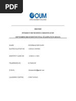 September 2020 Semseter Final Examination (Essay) : Name: Sudirman Bin Saini Matriculation No: 820810125045001