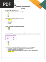 Chemistry Final Worksheet Grade 9