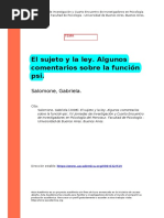 Salomone, Gabriela (2008) - El Sujeto y La Ley. Algunos Comentarios Sobre La Funcion Psi