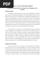 Chapter 1: Project and Its Background (Midterm) A Youth Environmental Advocacy: Kalinga, Aksyon, Pagbabago para Sa Kalikasan Project Description