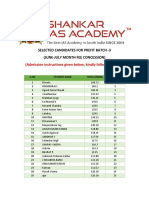 Selected Candidates For Prefit 3 Batch