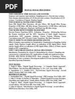 Digital Signal Processing Unit I Discrete Time Signals and Systems