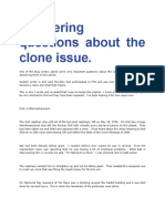 Answering Questions About The Clone Issue