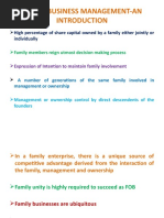 Unit I Family Business Management