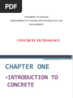 Concrete Technology: University of Gondar Departement of Construction Technology and Management