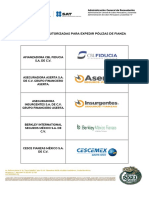 Afianzadoras Autorizadas para Expedir Polizas de Fianza