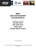 Qhse Management System Manual: ISO 9001:2015 ISO 14001:2015 45001:2018 ISO/IEC 80079-34:2018