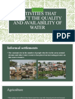 Activities That Affect The Quality and Availability of Water