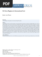 De Facto Regimes in International Law: Jonte Van Essen