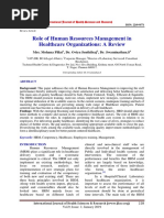 Role of Human Resources Management in Healthcare Organizations: A Review