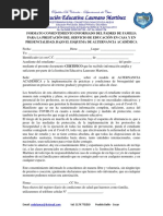 Formato Consentimiento Informado Del Padres de Familia para La Prestación Del Servicio de Educación en Casa y en Presencialidad