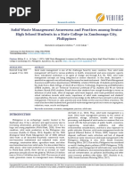 Solid Waste Management Awareness and Practices Among Senior High School Students in A State College 9579