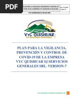 Plan de Vigilancia y Control Del COVID-19 Version 7 - VYC QUISHUAR SJ. SS - GG SRL..