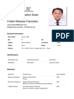 Worker'S Information Sheet Froilan Marquez Franceliso: Eregistration Number: 201803140143